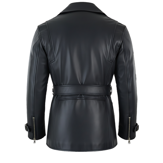 Manteau long pour homme en cuir noir – FÈSI Marrakchi