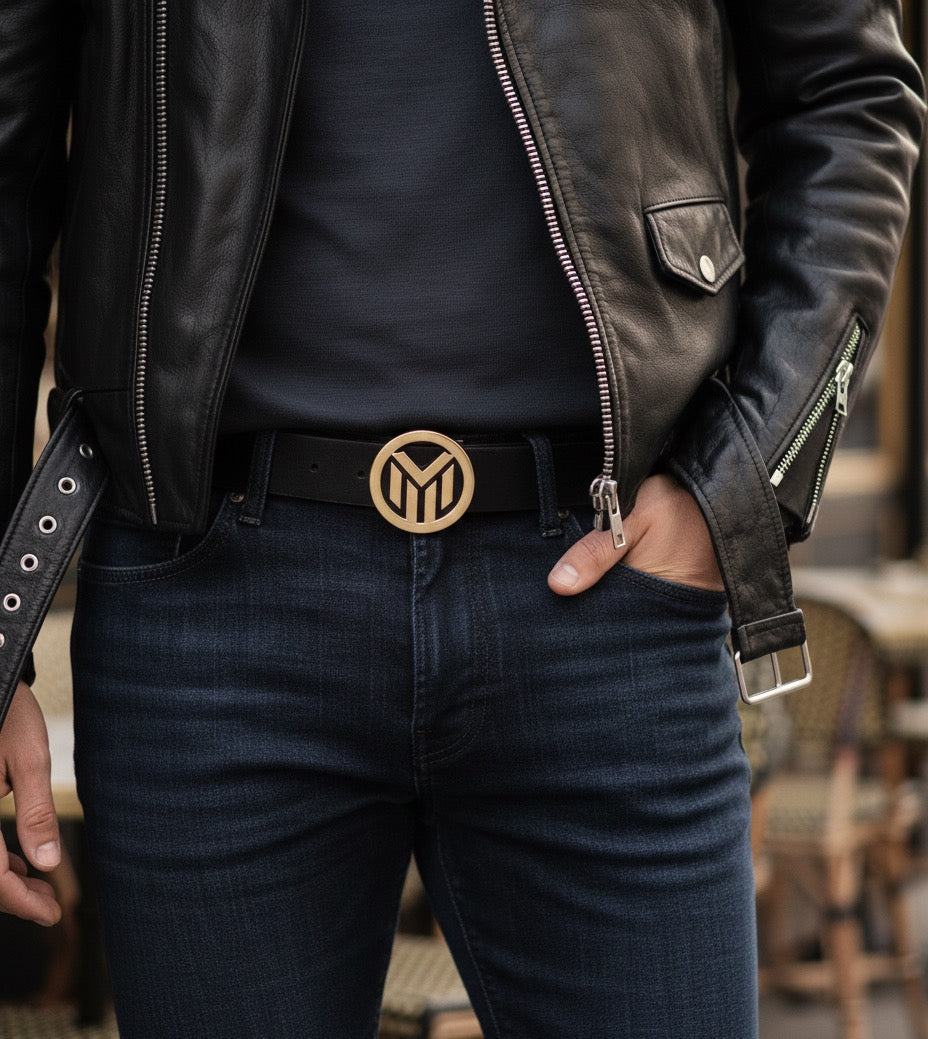 Nuit Saharienne Marrakchi Signature Belt 32 mm - Black | Golden Buckle