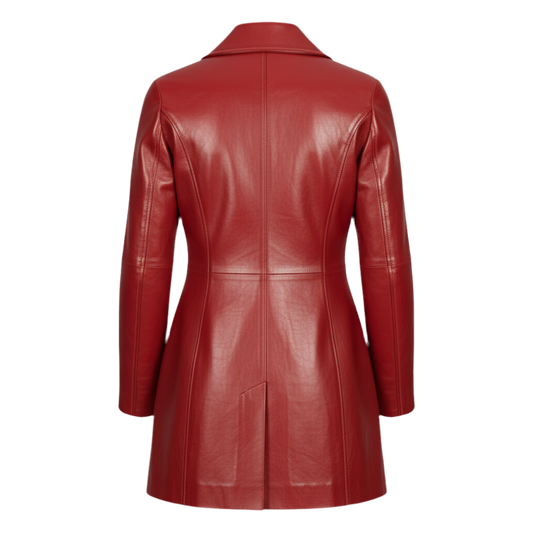 Manteau cuir long femme hiver – MARRAKCHI Jamila rouge Marrakchi