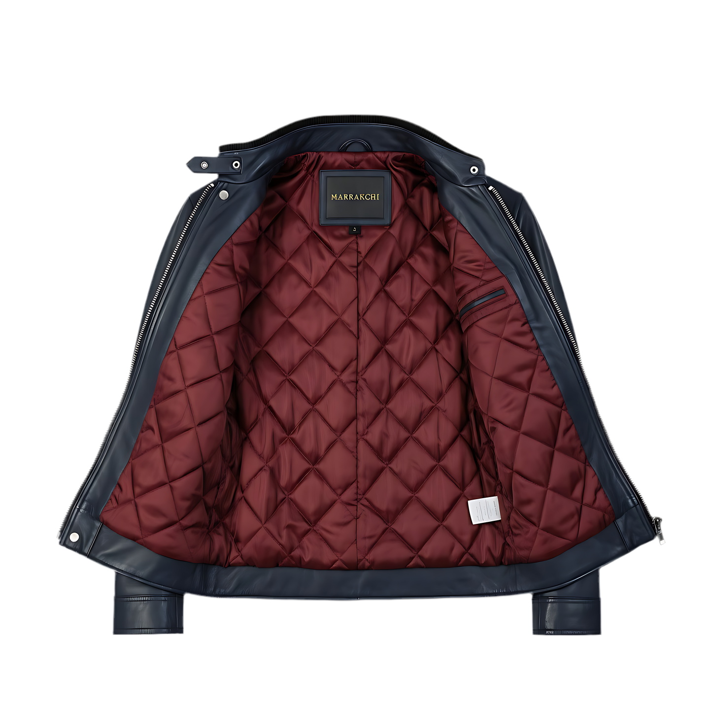 Bouch Veste de motard en cuir vieilli bleu marine Marrakchi