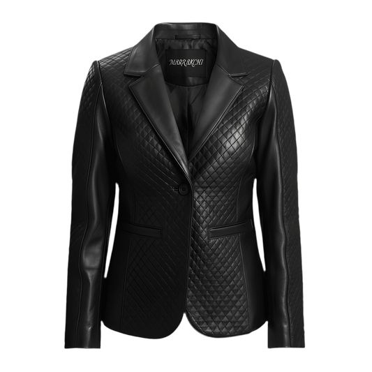MARRAKCHI Blazer en cuir noir matelassé Nora Marrakchi
