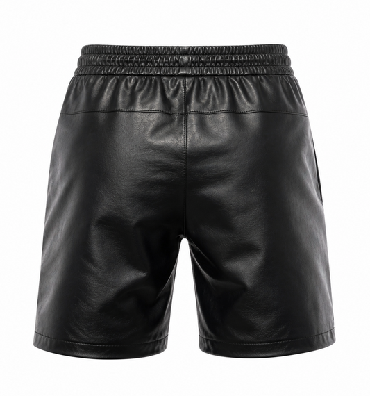 Short en cuir premium unisexe – coupe oversize été cuir véritable noir