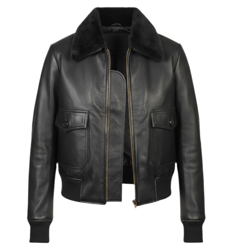 AMBER G-1 Veste bomber en cuir noir My Store