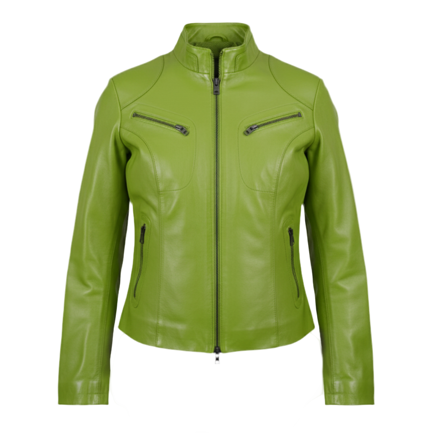 Veste en cuir d’agneau – Bikergirl Tiffany
