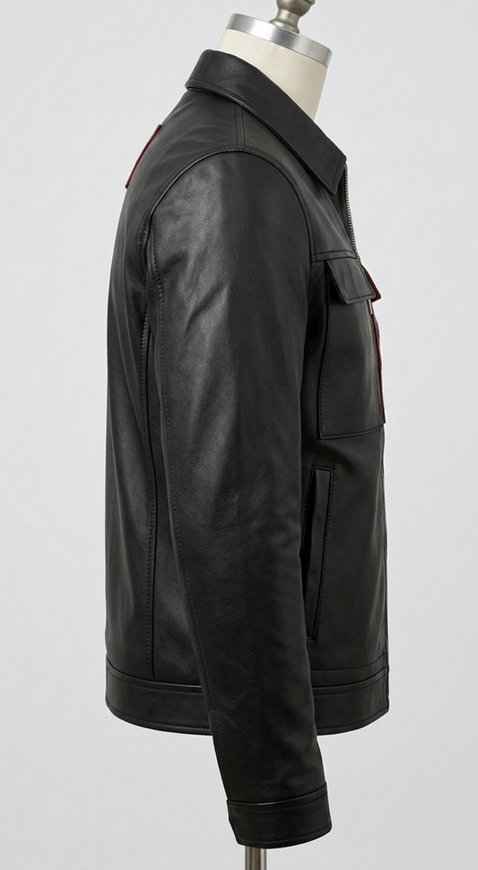 Veste MRKSHI Ultra Atlas Lion cuir noir face avant griffes rouges
