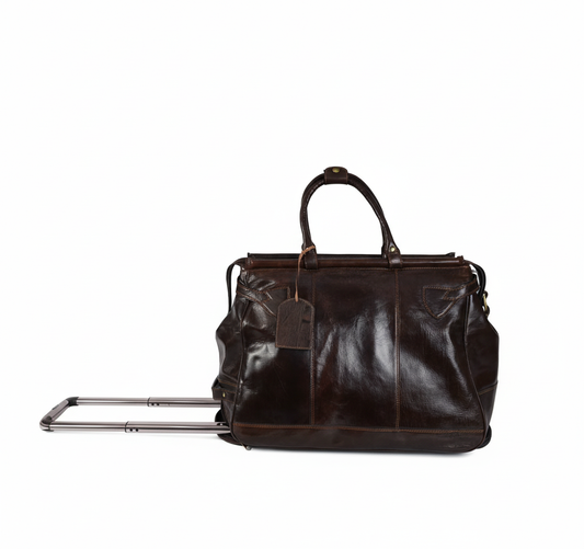 Sac de voyage en cuir véritable marron foncé Marrakchi