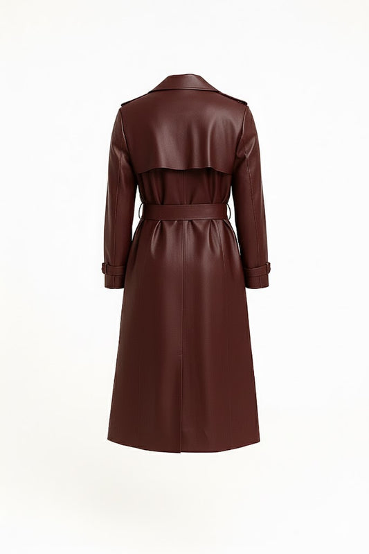 Manteau long en cuir Lyora - sur mesures