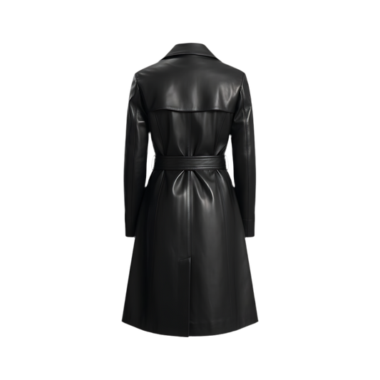 Carmen Trench-coat en cuir noir Marrakchi