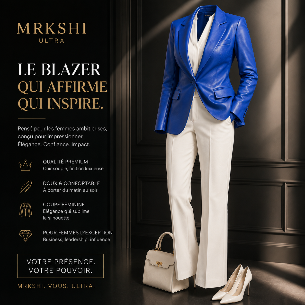Blazer Femme en Cuir Premium – MRKSHI | Élégance Business