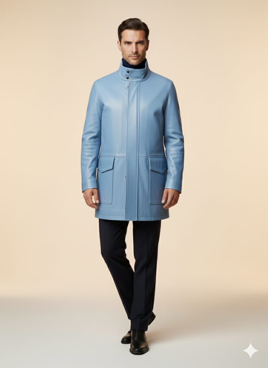 Manteau long pour homme en cuir noir – Canada