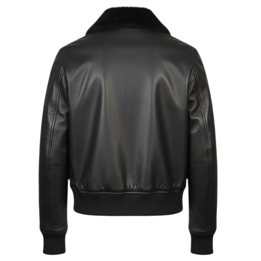 AMBER G-1 Veste bomber en cuir noir My Store
