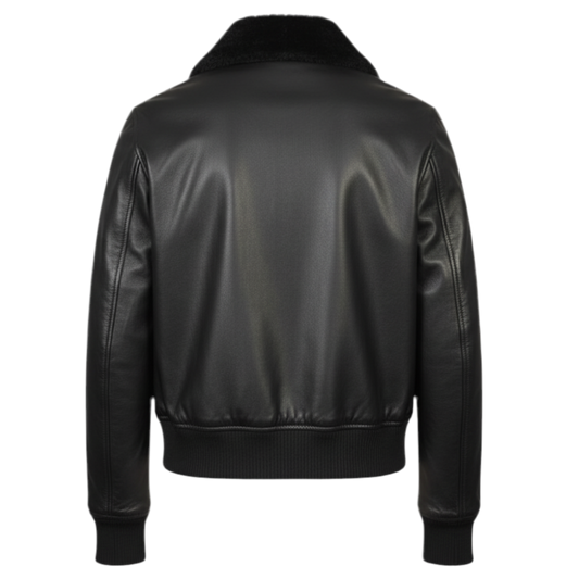 AMBER G-1 Veste bomber en cuir noir My Store