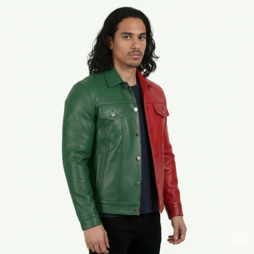 Atlas Lion – Veste en cuir premium style denim | Édition Maroc  🇲🇦🦁