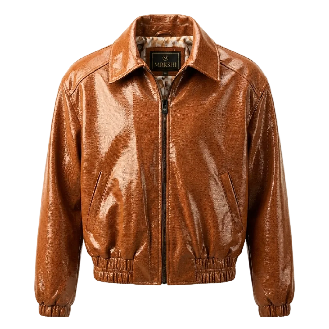 Veste cuir Stella Bright femme en cuir brillant coupe cropped