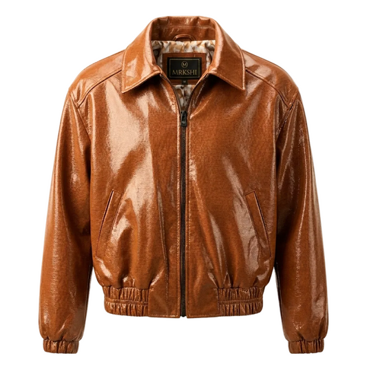 Veste cuir Stella Bright femme en cuir brillant coupe cropped