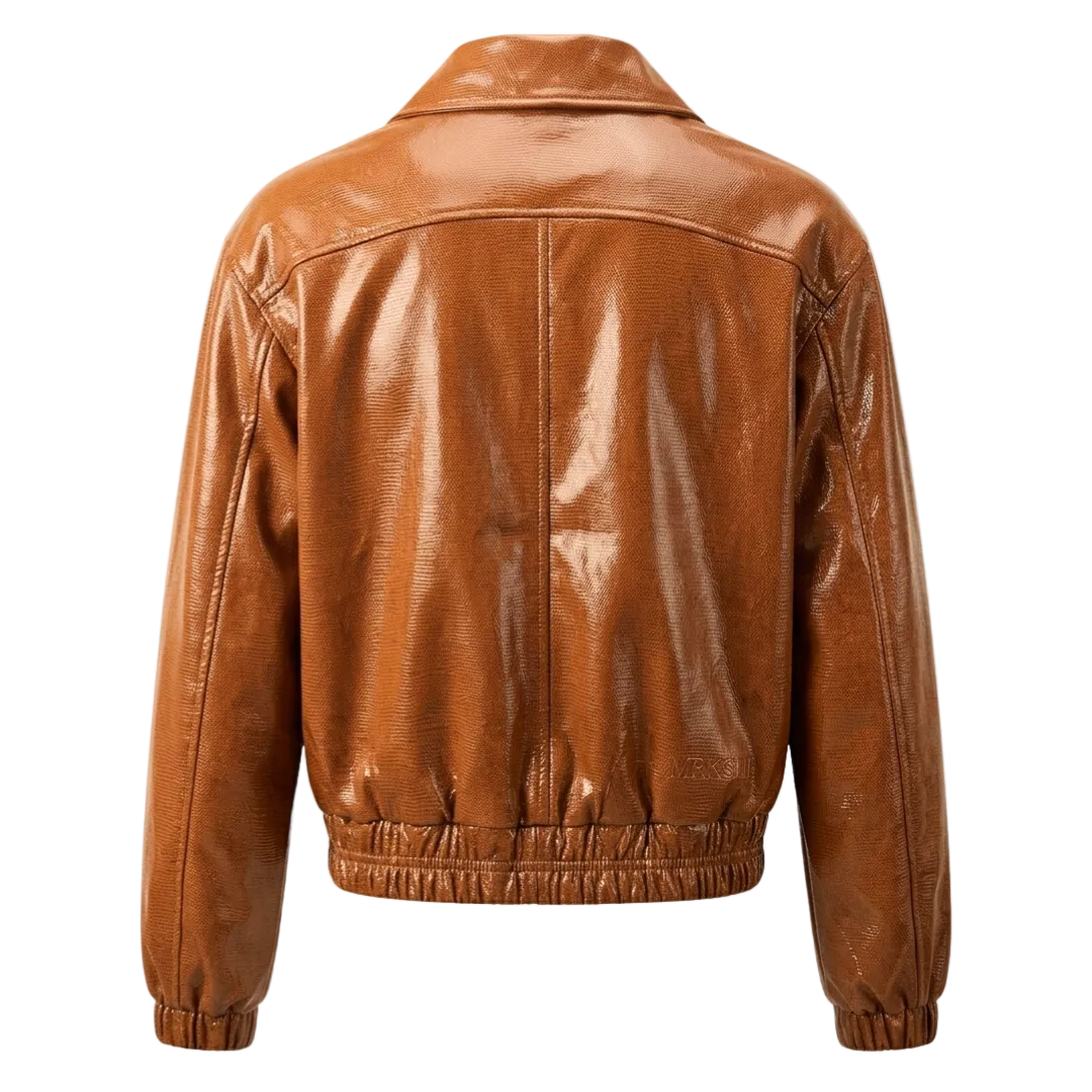 Veste cuir femme brillante Stella Bright avec fermeture éclair