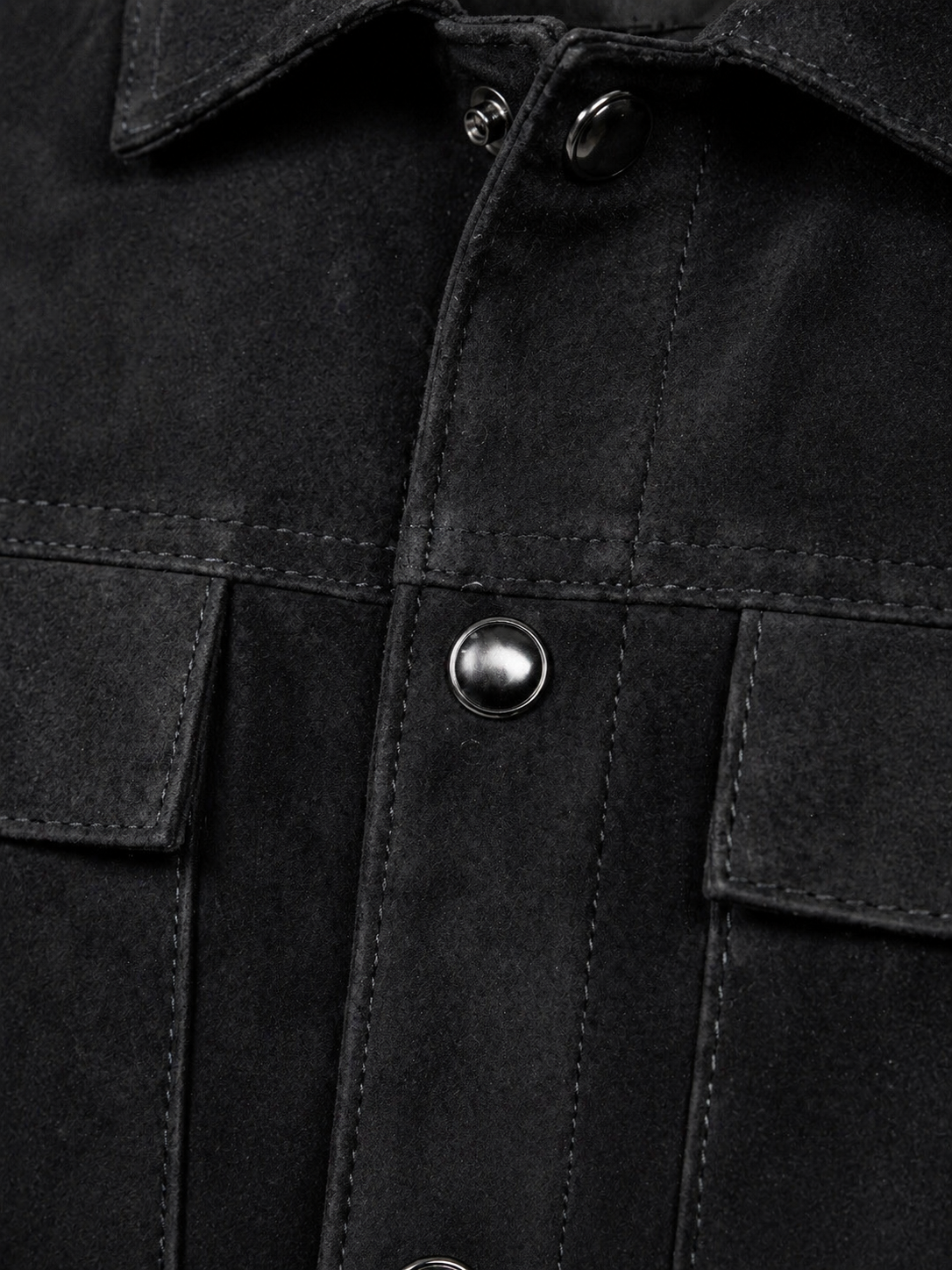 Veste en cuir suédé noir homme vue de face fond blanc