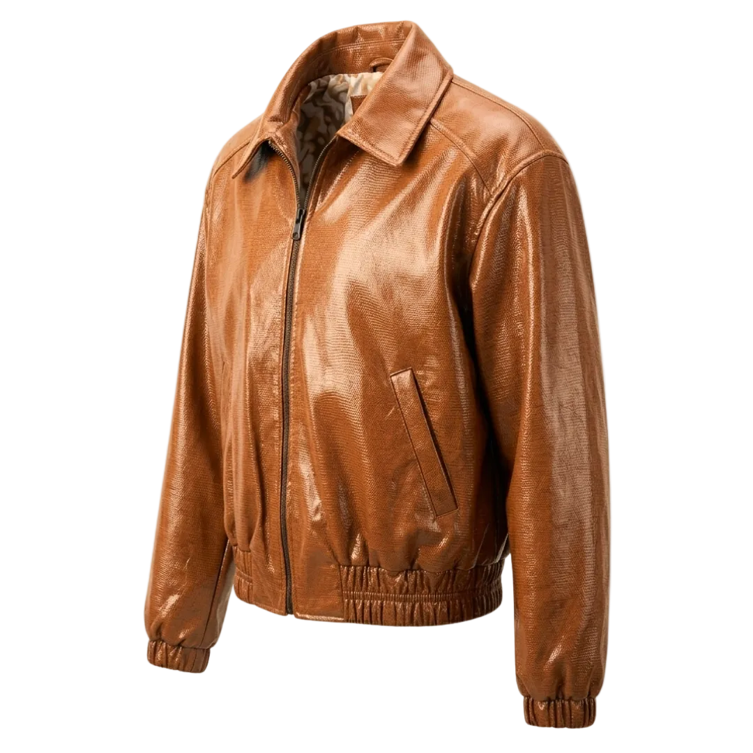 Veste cuir premium femme cropped avec finition brillante