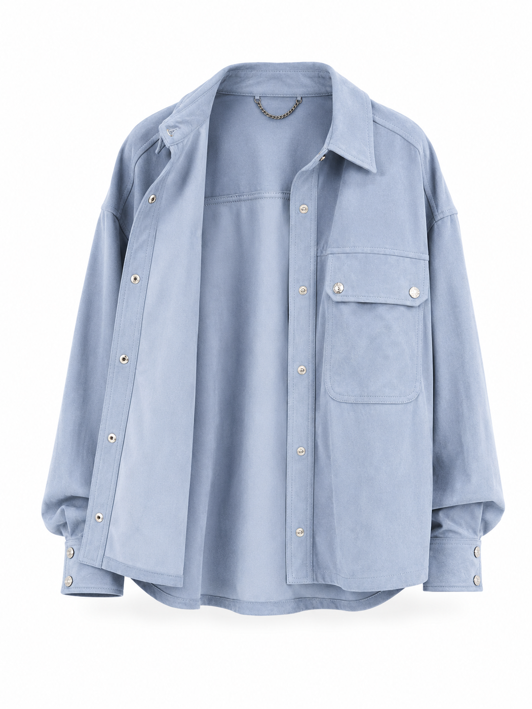 Chemise oversize en daim premium cuir de chèvre MRKSHI en Beige Sable et Bleu Ciel