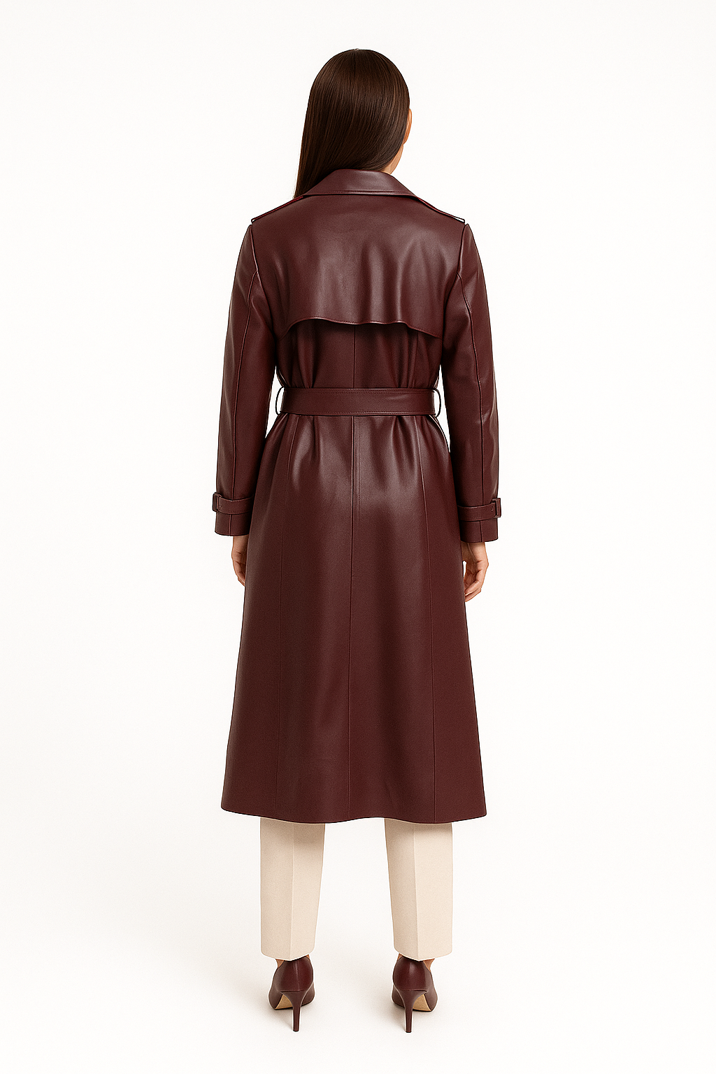 Manteau long en cuir Lyora - sur mesures