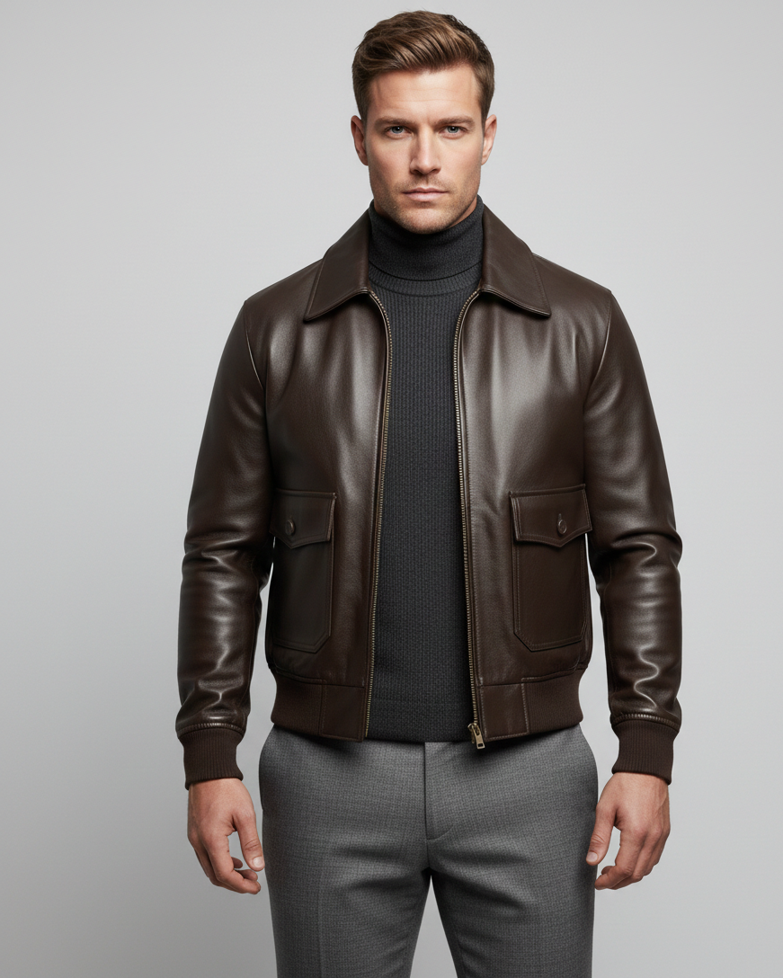 Blouson en Cuir Veritable - Aviator / hiver-printemps