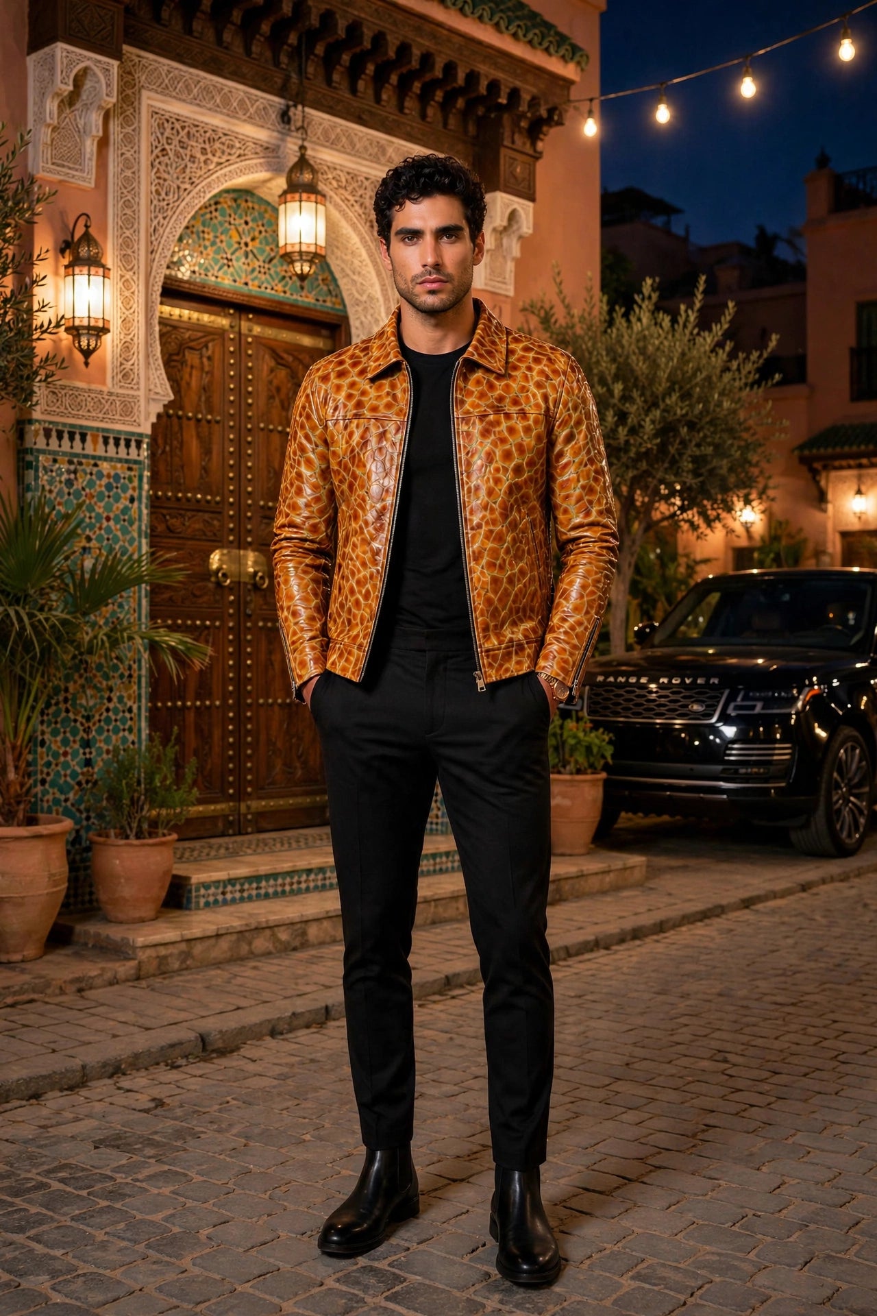 Veste AMBER SCALE - Cuir de Vachette Reptile Édition Marrakech Night