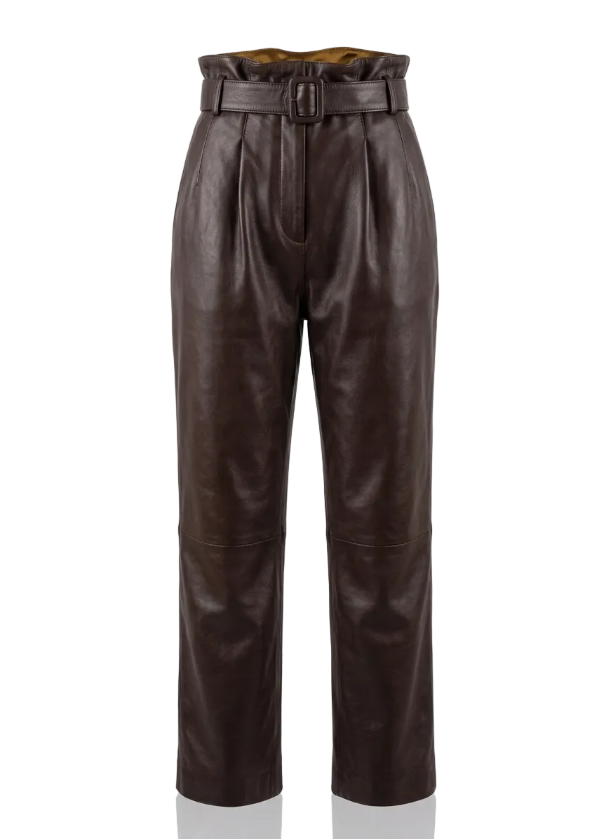Pantalon cuir femme jaune marron noir violet premium