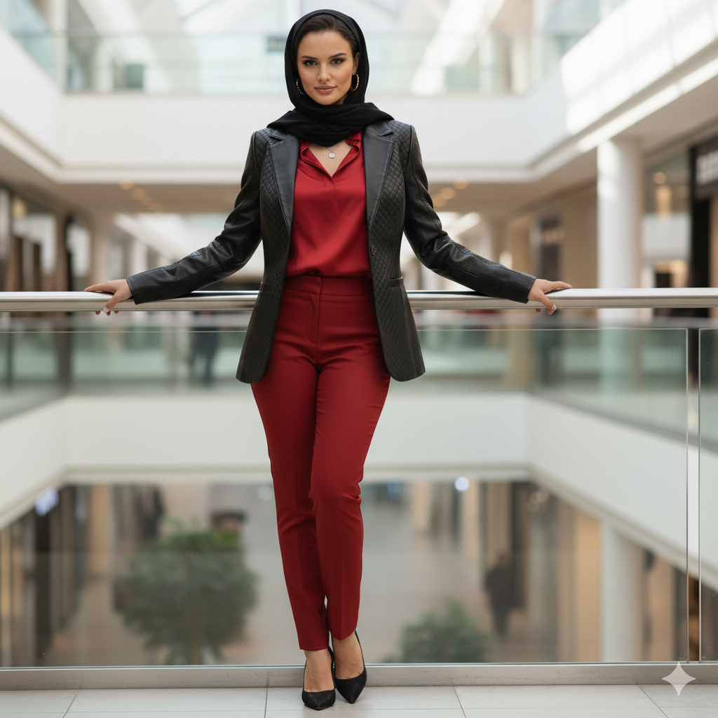 MARRAKCHI Blazer en cuir noir matelassé Nora