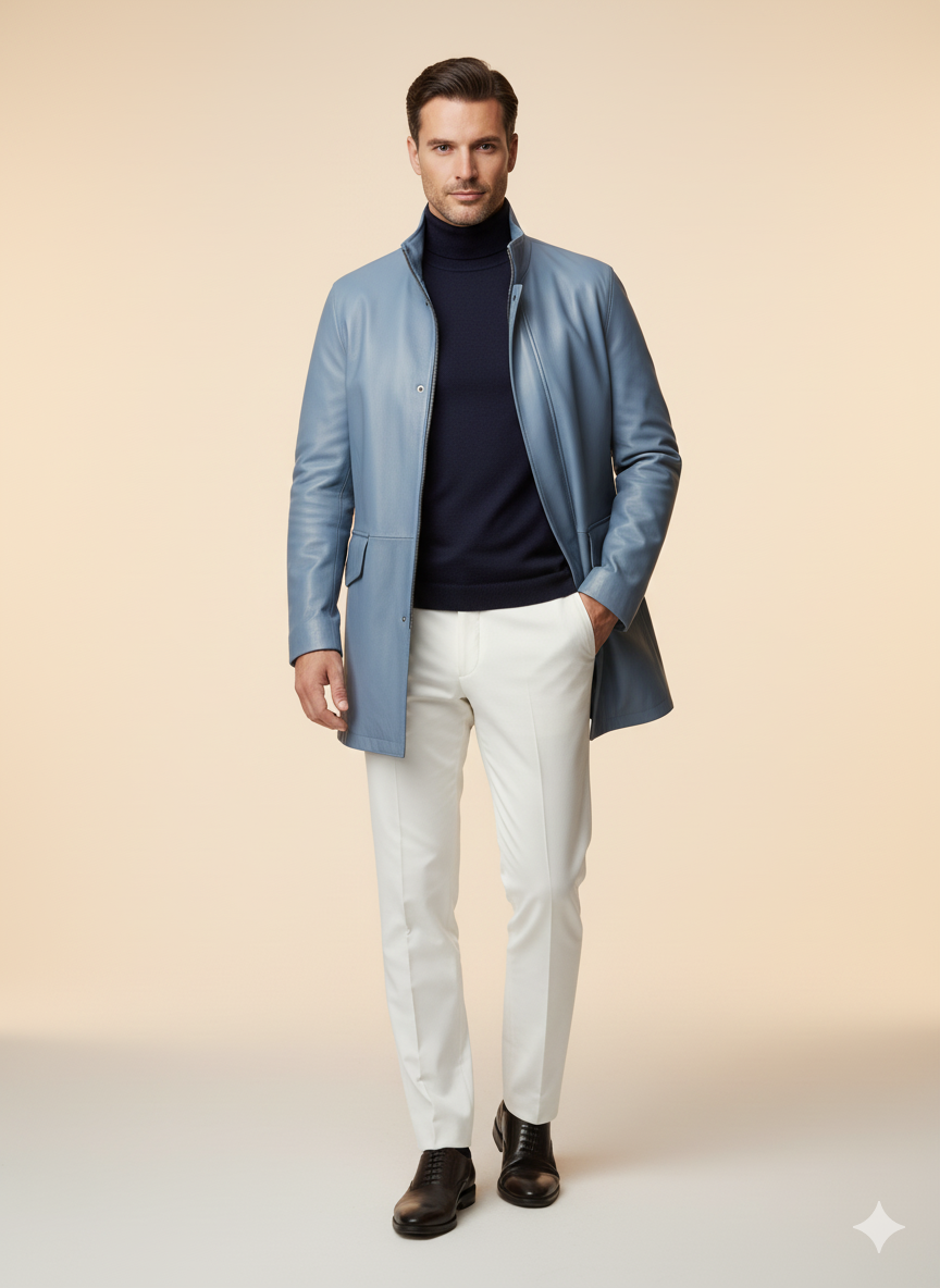 Manteau long pour homme en cuir noir – Canada