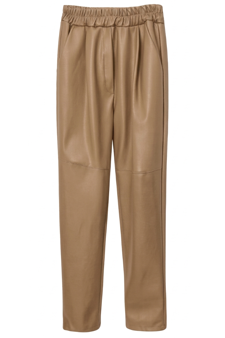 Pantalon cuir premium femme coupe baggy taille haute design cargo