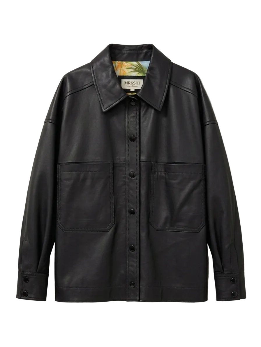 Chemise cuir femme oversize noir en cuir premium ultra doux