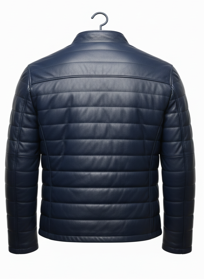 Doudoune en cuir d'agneau - Bleu marine