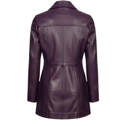 Manteau long d'hiver en cuir d'agneau violet pour femme – MARRAKCHI Jamila Marrakchi
