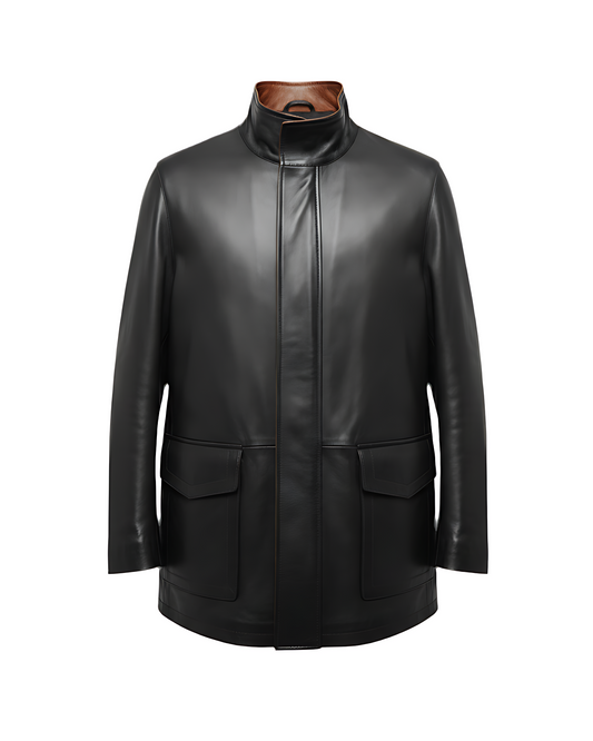 Manteau long pour homme en cuir noir – Canada