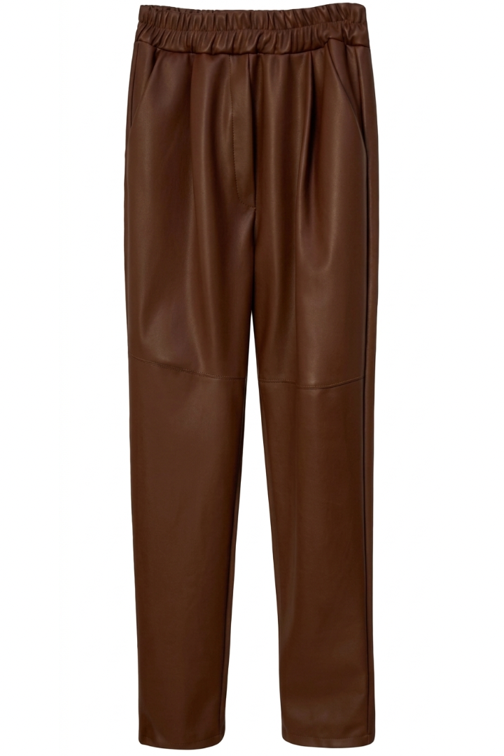 Pantalon cuir premium femme coupe baggy taille haute design cargo