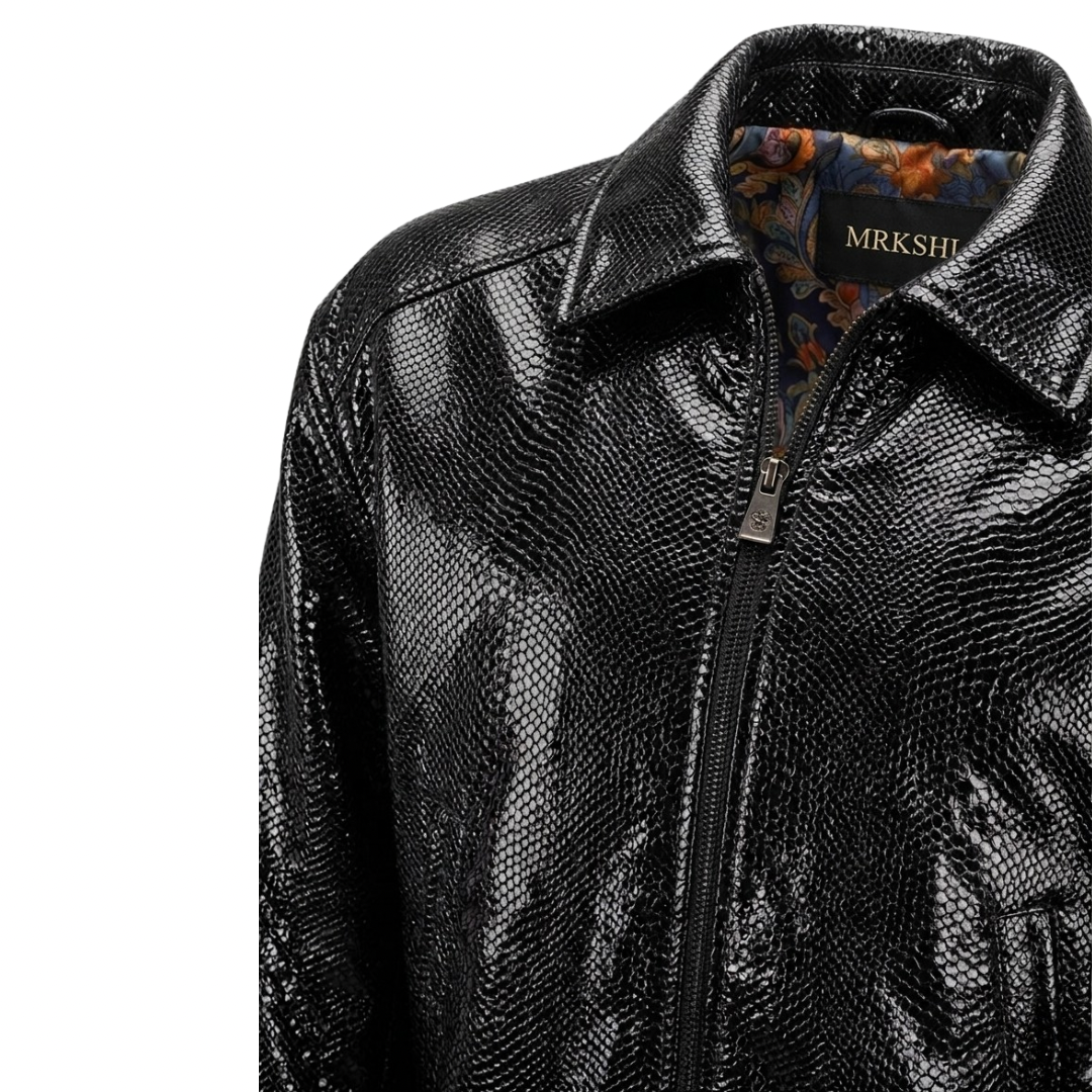Veste cuir Stella Bright femme effet brillant style moderne Noir 