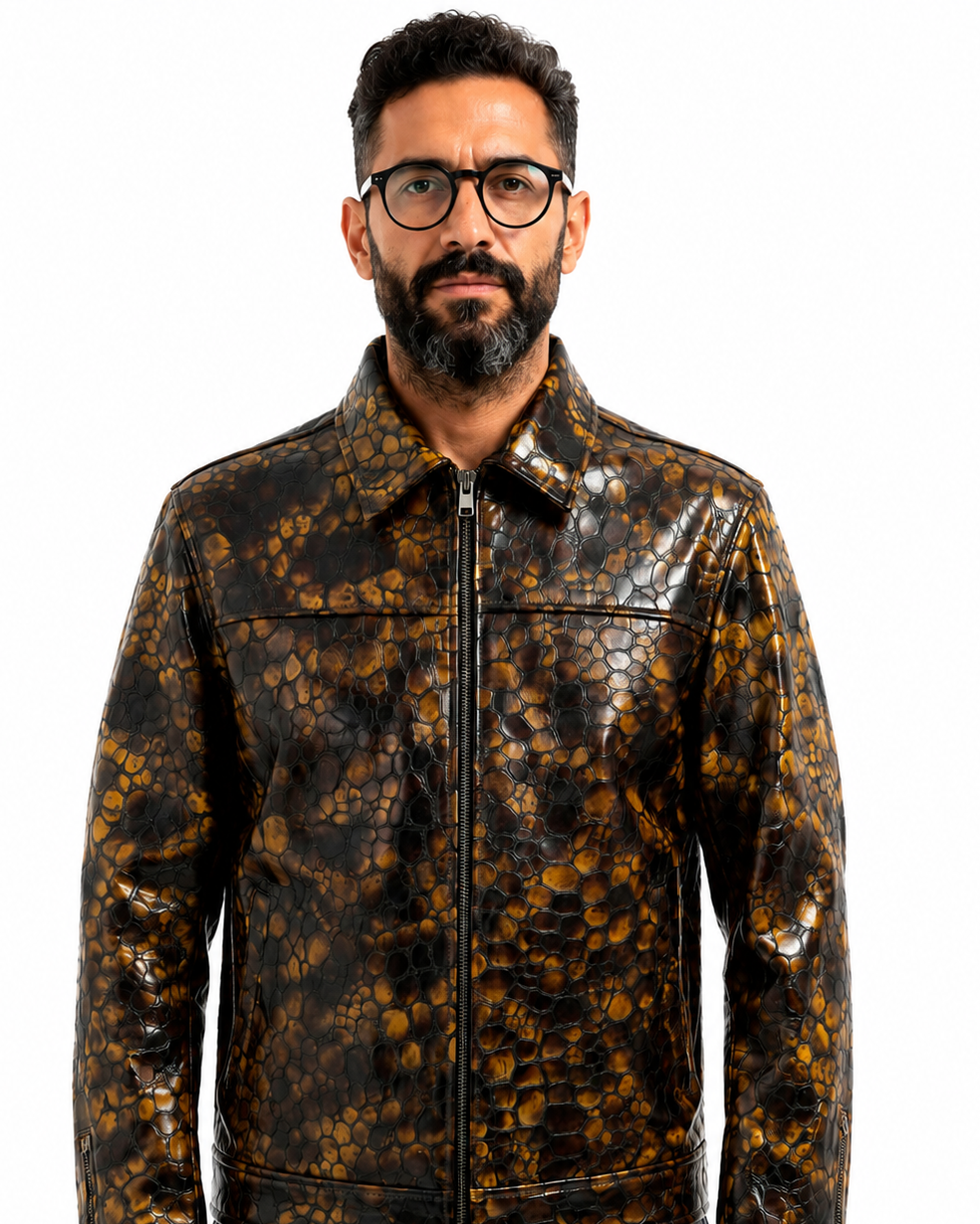 Veste en cuir véritable à motif reptile One in a Million (LIMITED EDITION)
