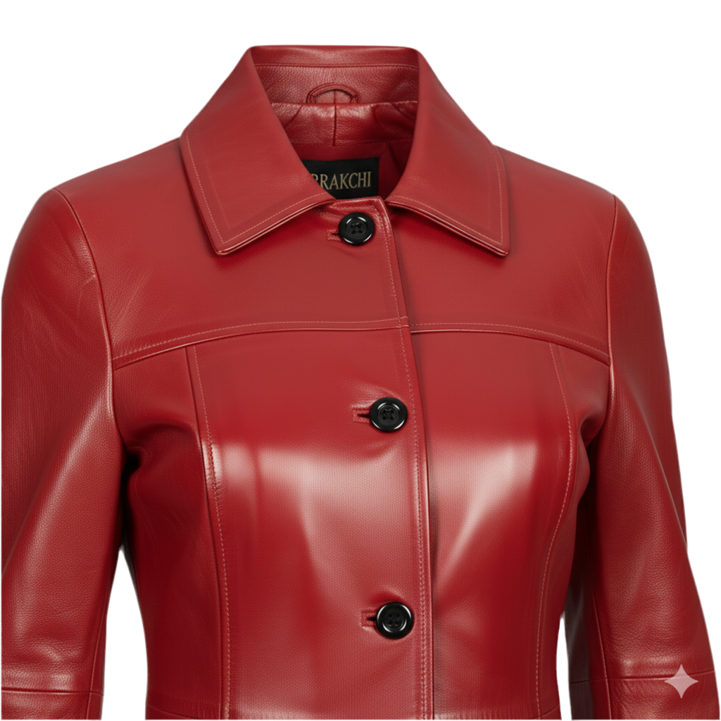 Manteau cuir long femme hiver – MARRAKCHI Jamila rouge Marrakchi