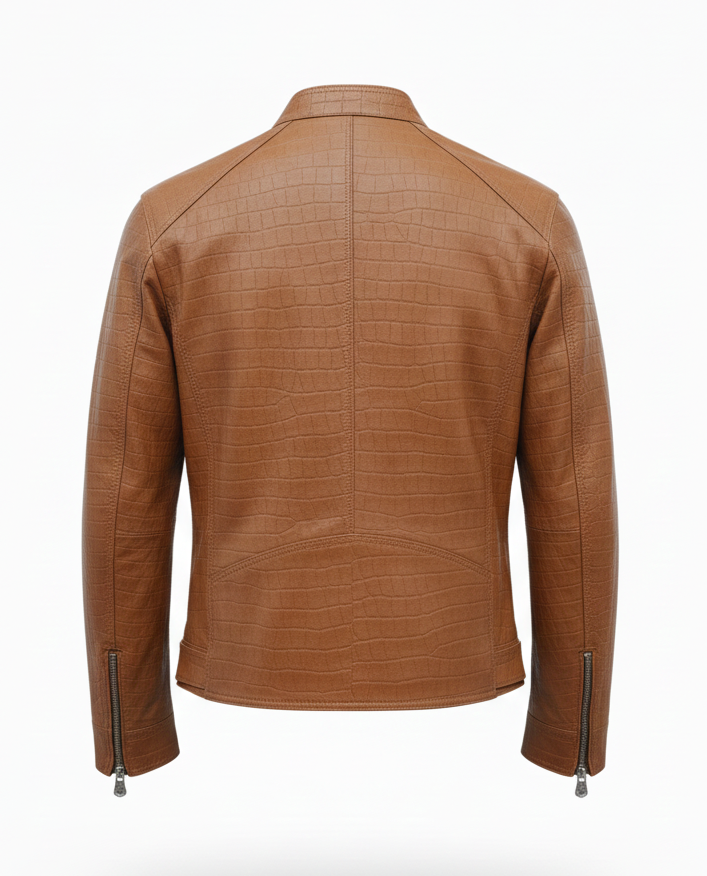 Antony – Veste en Cuir Homme Camel avec Motif Embossé | Élégante & Moderne