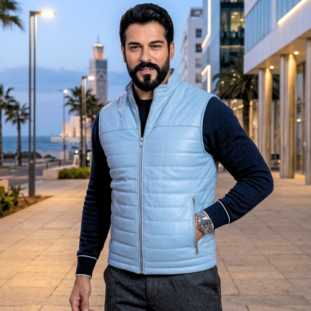 Gilet en cuir Unisexe en cuir nappa – Collection couleurs d’été