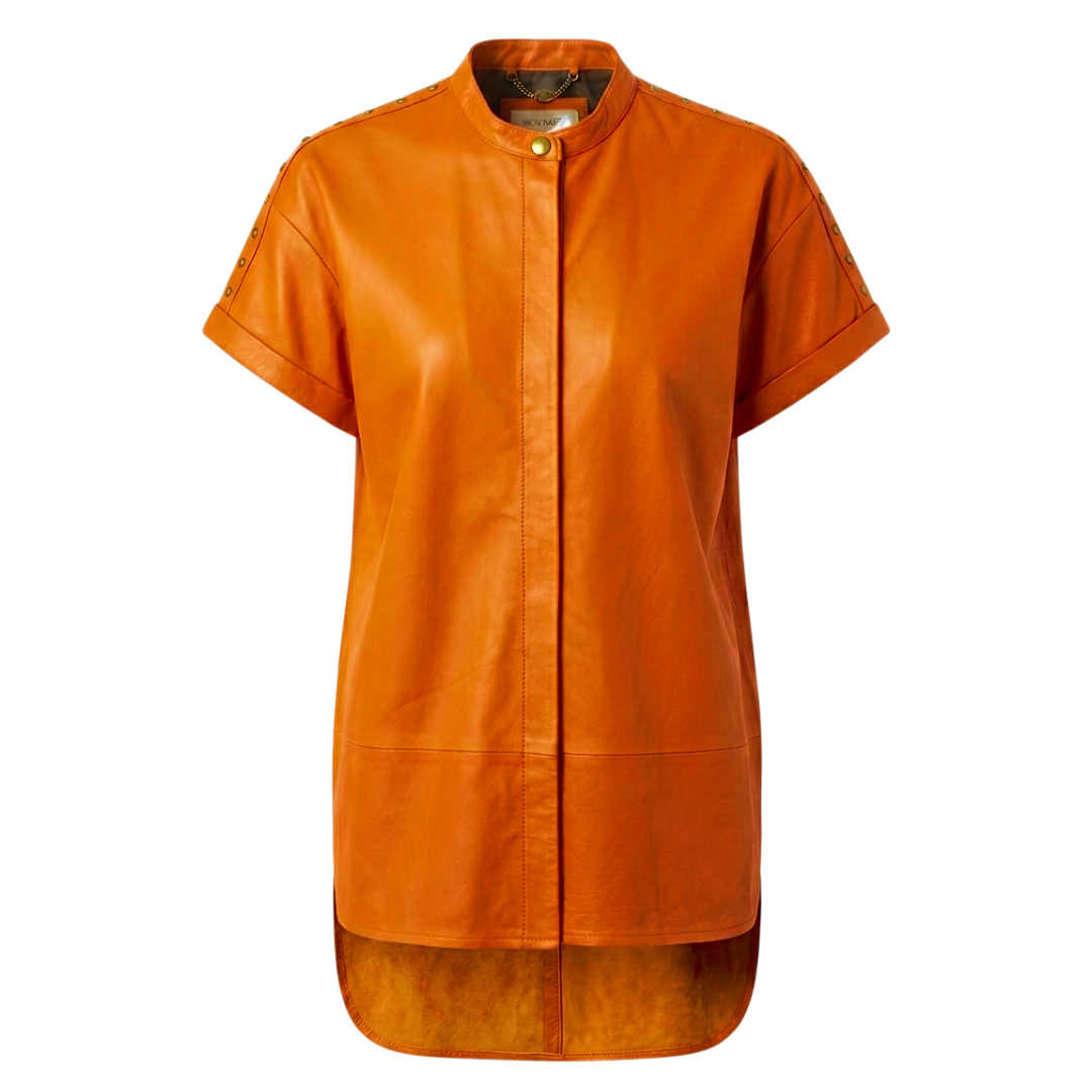 chemise cuir femme nappa doux luxe été clouté élégant