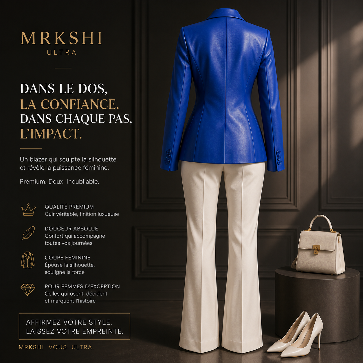 Blazer Femme en Cuir Premium – MRKSHI | Élégance Business