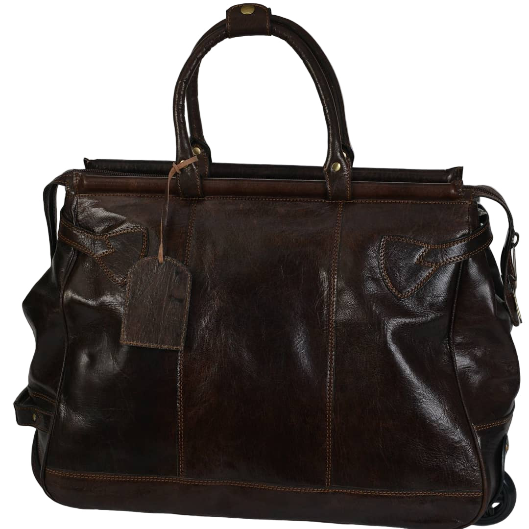 Sac de voyage en cuir véritable marron foncé Marrakchi