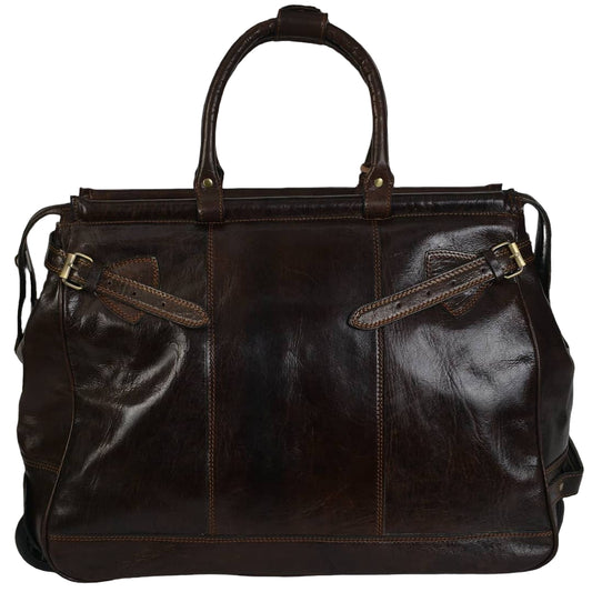 Sac de voyage en cuir véritable marron foncé Marrakchi