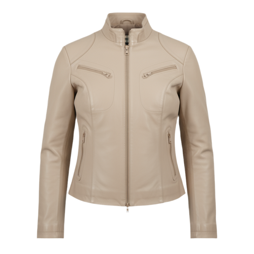 Veste en cuir d’agneau – Bikergirl Tiffany