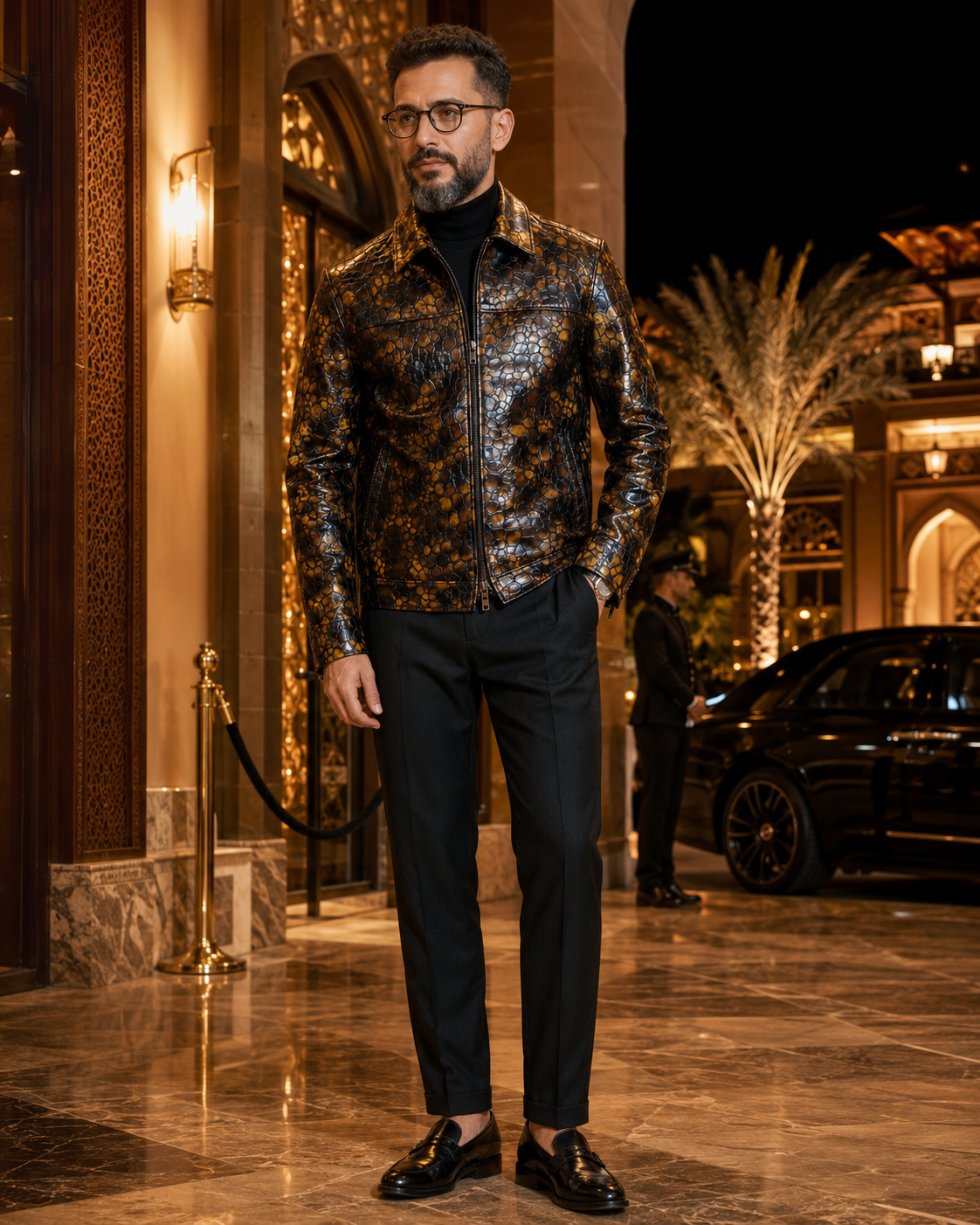 Veste en cuir véritable à motif reptile One in a Million (LIMITED EDITION)