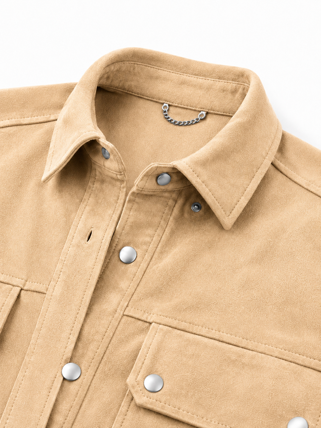 Chemise Oversize en Daim Premium Cuir de Chèvre – Beige Sable & Bleu Ciel | MRKSHI