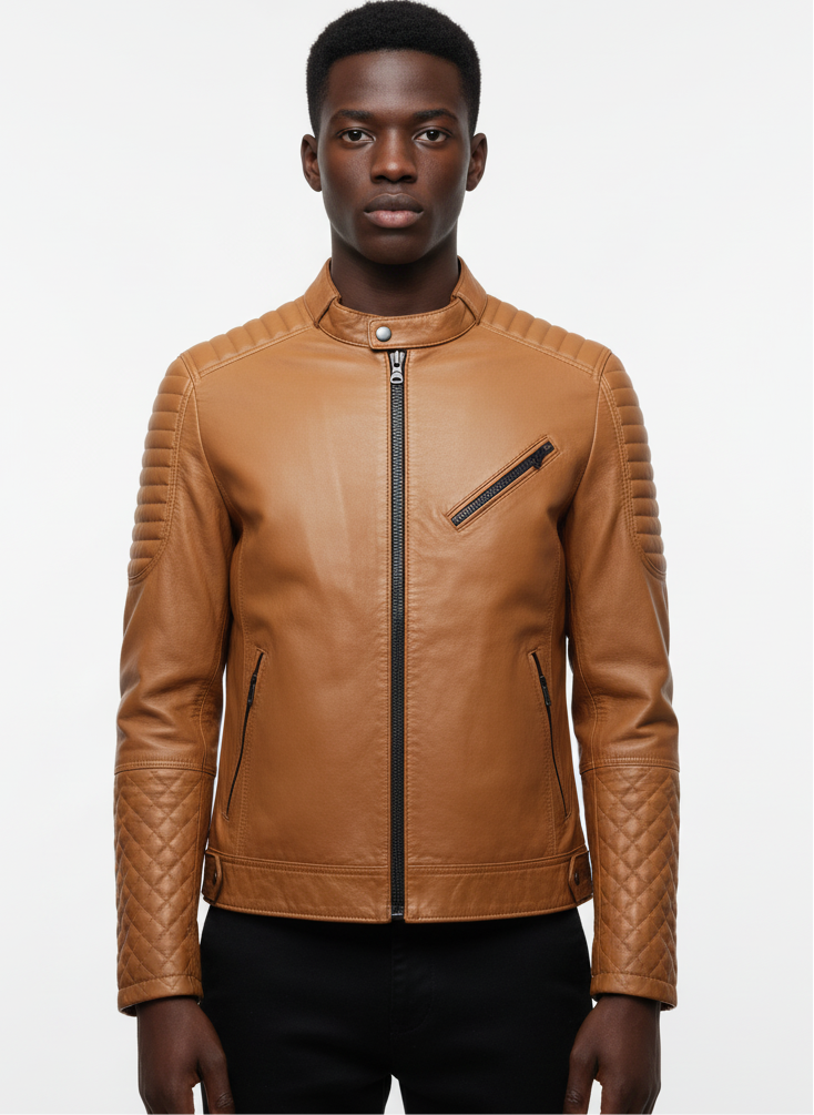 Veste en cuir Camel COOPER
