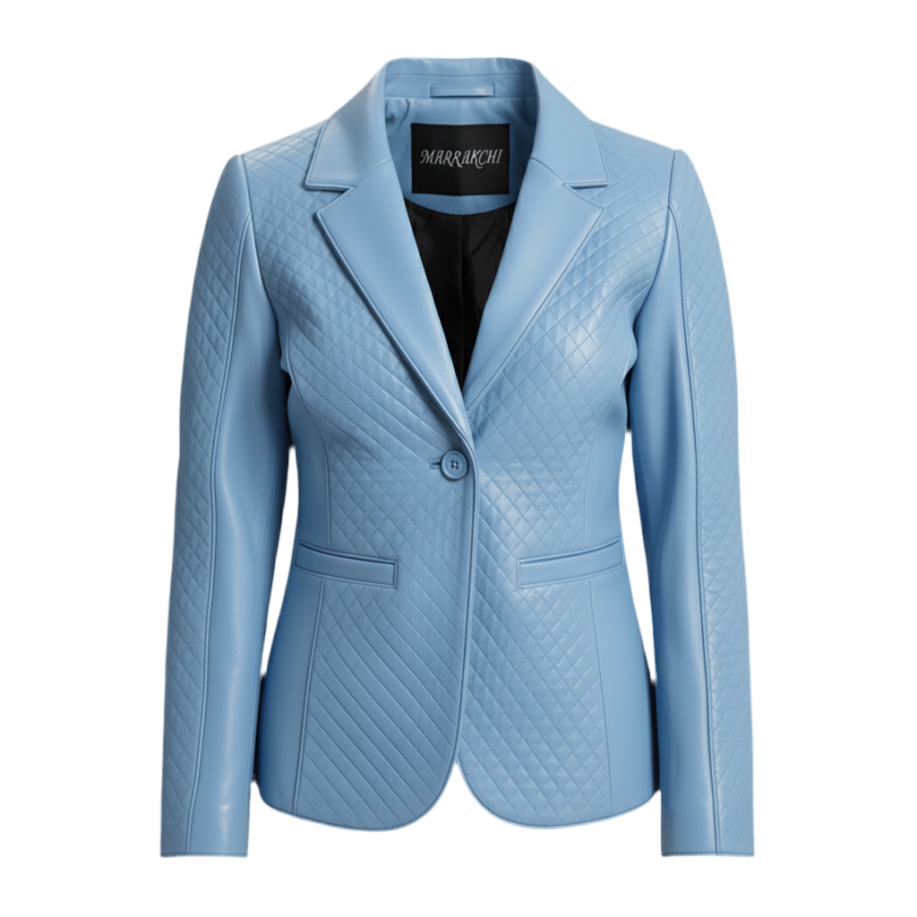 MARRAKCHI Blazer en cuir noir matelassé Nora