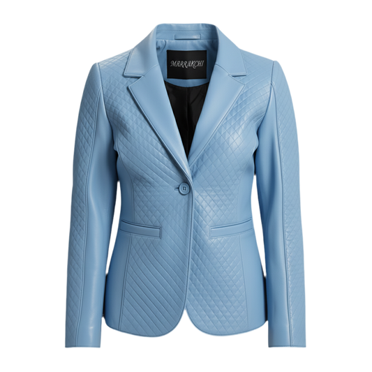 MARRAKCHI Blazer en cuir noir matelassé Nora